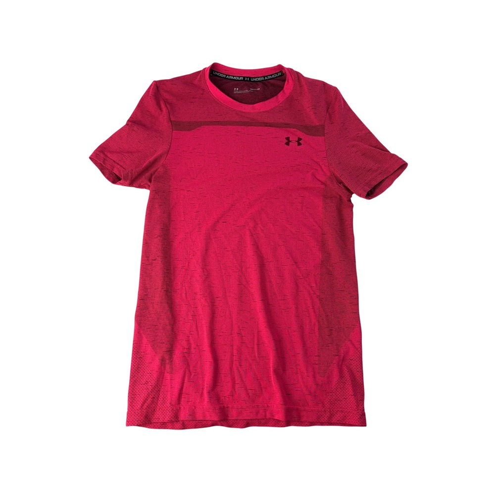 Under Armour Shirt Mens Small Threadborne Seamless Short Sleeve Pink Athletic